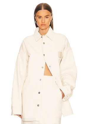 Helsa Denim Overshirt in Ivory. Size XS/S.