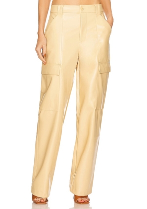 Helsa Waterbased Faux Leather Cargo Pant in Tan. Size M, S, XL.