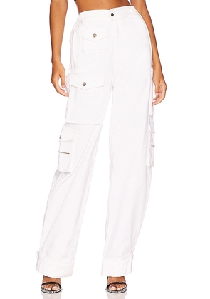 EB Denim Cargo Pants in White. Size M, S, XL, XXS.