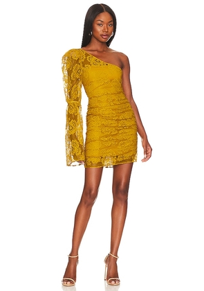 For Love & Lemons Tiana Mini Dress in Mustard. Size XS.