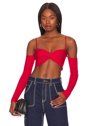ALL THE WAYS Alexis Twist Front Top in Red. Size M, S.