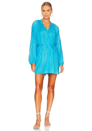 FAITHFULL THE BRAND Lucita Smock Dress in Teal. Size S, XS.