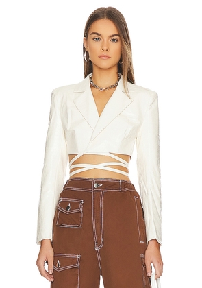 h:ours Alvina Cropped Blazer in Ivory. Size S.