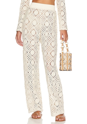 Andrea Iyamah Hira Crochet Pants in Cream. Size XS, XXL.