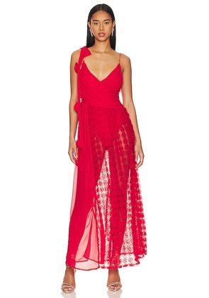 For Love & Lemons Hannah Maxi Dress in Red. Size S, XS.