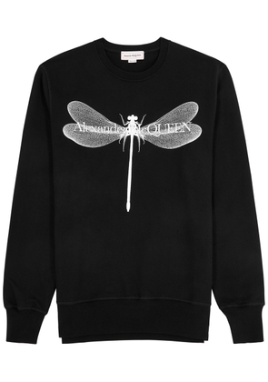 Alexander Mcqueen Dragonfly Printed Cotton Sweatshirt - Black - M