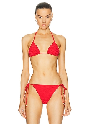 Wolford Logo Swim Triangle Bikini Top in Flame - Red. Size L (also in S).