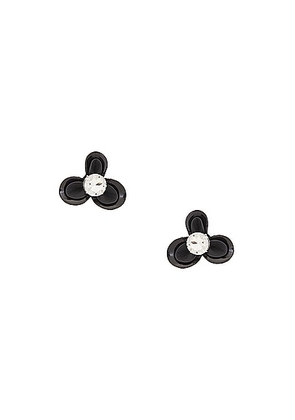 AREA Flower Stud Earrings in Black & Silver - Black. Size all.