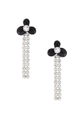 AREA Flower Drop Earrings in Black & Silver - Black. Size all.