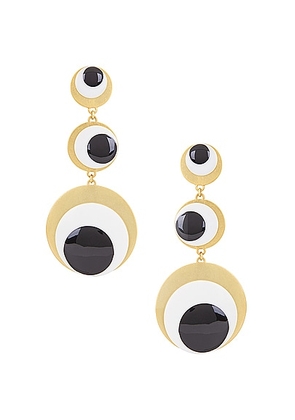 AREA Enamel Eye Drop Earrings in Antique Gold - Metallic Gold. Size all.