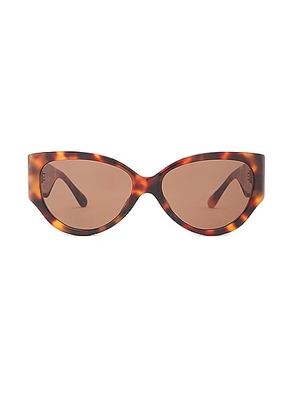 Linda Farrow Connie Sunglasses in T-shell  Yellow Gold  & Brown - Brown. Size all.