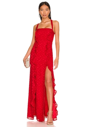 MAJORELLE Maisie Gown in Red. Size M, XL, XS.
