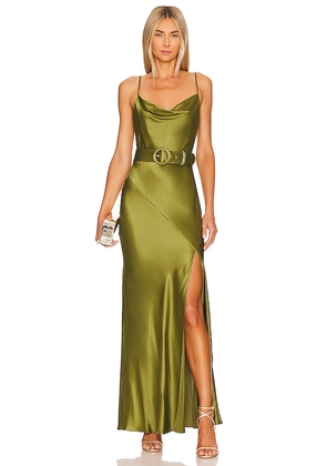NICHOLAS Simone Cowl Neck Dress in Olive. Size 0, 10, 4, 6, 8.