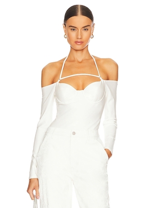 NBD Aleena Bodysuit in White. Size M, XL, XXS.