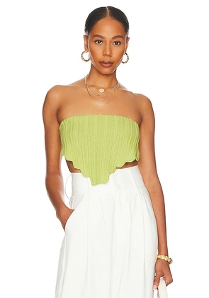 MORE TO COME Sima Strapless Crop Top in Green. Size M.