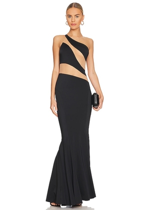 Norma Kamali Snake Mesh Fishtail Gown in Black. Size M.