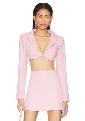 Lovers and Friends Tia Embellished Cropped Blazer in Pink. Size S, XXS.