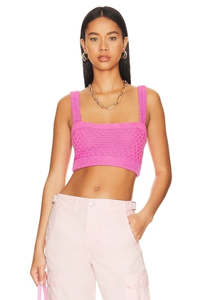 MAJORELLE Tamal Textured Knit Cropped Top in Pink. Size M, S, XL, XS, XXS.