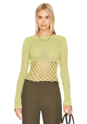 Lovers and Friends Clara Cropped Fishnet Pullover in Green. Size XS.