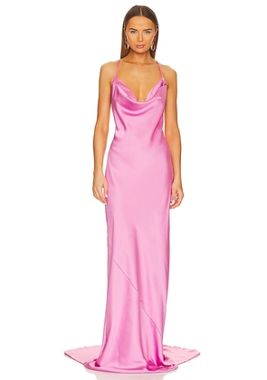 Norma Kamali Cross Back Bias Gown in Pink. Size M, S.