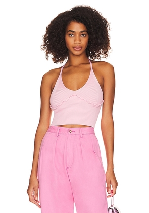 MAJORELLE Sanyia Halter Crop Top in Pink. Size M, S, XL.