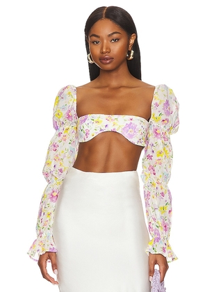 MAJORELLE Marcelle Crop Top in White. Size XL, XS.