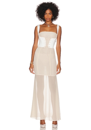 LOBA Paulina Corset Dress in Ivory. Size S, XL, XS.