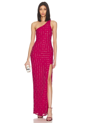 Khanums X Revolve One Shoulder Gown in Fuchsia. Size XS.