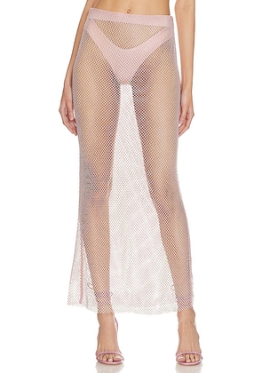 LPA Bibiana Liquid Shine Maxi Skirt in Pink. Size 1, S, XL.