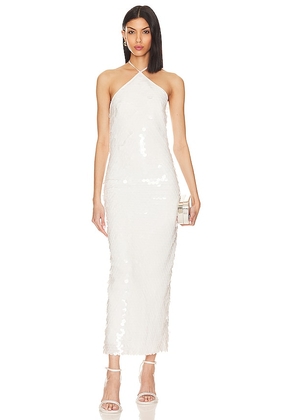 The New Arrivals by Ilkyaz Ozel BlancaTriangle Neck Dress in White. Size 36/S, 38/M, 40/L.