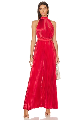 L'IDEE Cinema Low Back Jumpsuit in Red. Size 6/XS, 8/S.
