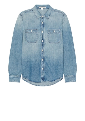 OUTERKNOWN Asbury Denim Button Down Work Shirt in Blue. Size S.