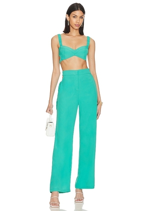 MORE TO COME Torie Pant Set in Teal. Size XL.