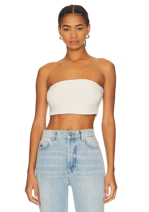 Norma Kamali Strapless Cropped Top in Cream. Size M, XL.