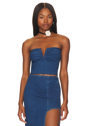 Line & Dot Joey Strapless Top in Blue. Size L, S.