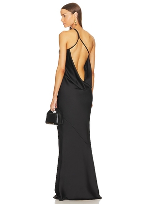 Norma Kamali One Shoulder Bias Gown in Black. Size L, S, XS.