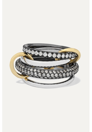 Spinelli Kilcollin - Vega Set Of Four Sterling And Rhodium-plated Silver And 18-karat Gold Diamond Rings - 6,7