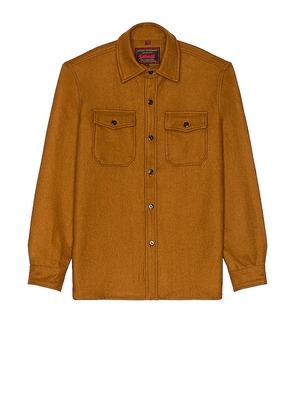 Schott CPO Wool Shirt in Brown. Size S.