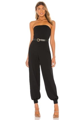 Susana Monaco Strapless Cuffed Ankle Jumpsuit in Black. Size M, S, XS.