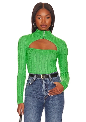 superdown Tanya Cut Out Sweater in Green. Size L, M, XS.