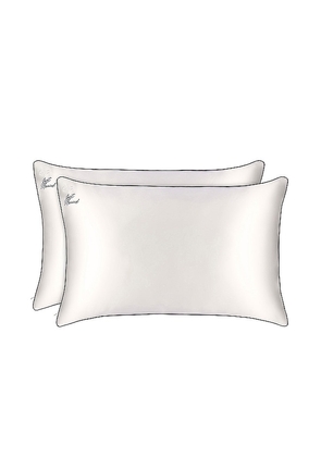 slip Queen/Standard Just Married Pillowcase Set in White.