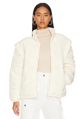WeWoreWhat Snap Off Sleeve Puffer Jacket in Ivory. Size XL.