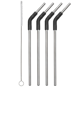 S'well Stainless Steel Straw Set in Metallic Silver.
