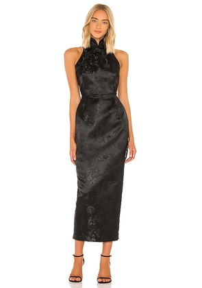 SAU LEE Jill Chinese Jacquard Pencil Dress in Black. Size 4, 8.