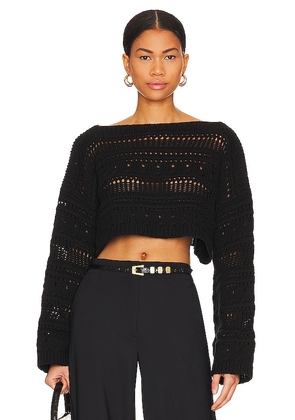 Tularosa Francis Open Stitch Cropped Pulllover in Black. Size M, XS.
