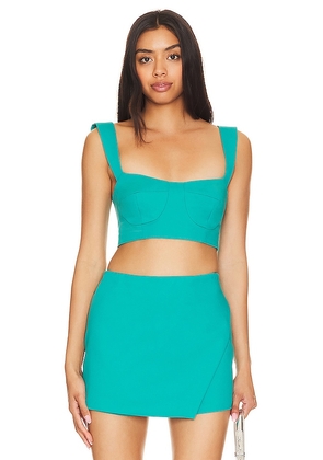 Show Me Your Mumu Sally Crop Top in Teal. Size M, S, XL, XS.