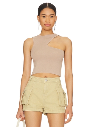 superdown Nora Cutout Top in Taupe. Size M, S.