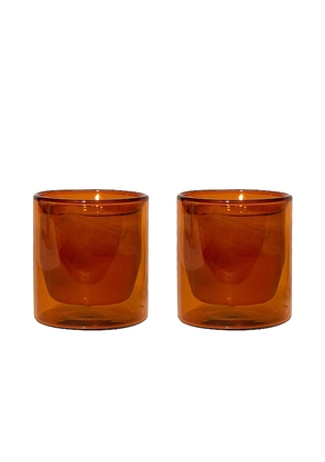 YIELD Double-wall Glass 6oz Set In Amber in Burnt Orange.