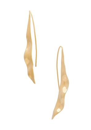 SOKO Bidu Wave Threader Earrings in Metallic Gold.