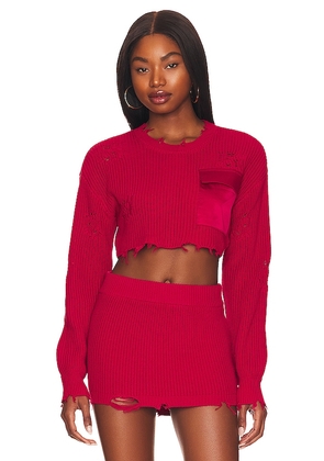 SER.O.YA Cropped Devin Sweater in Red. Size XL.